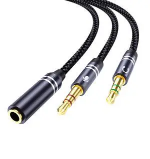 Braided Headphone Splitter for Computer, 3.5mm Female to 2 Dual 3.5mm Male Earphones Port, Mic Y Audio Splitter Cable Compatible with Headset Microphone Gaming Computer Speaker Laptop(35cm / 14in) Braided Headphone Splitter for Computer, 3.5mm Female to 2 Dual 3.5mm Male Earphones Port, Mic Y Audio Splitter Cable Compatible with Headset Microphone Gaming Computer Speaker Laptop(35cm / 14in)
