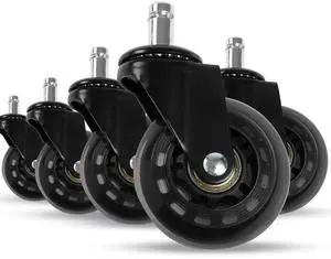 2.5 Inch Office Chair Wheels Set of 5, Replacement Casters for Hardwood Floors, Carpet & Tile - Universal Fit, Quiet & Safe Rolling, Easy to Install for Most Office and Gaming Chairs 2.5 Inch Office Chair Wheels Set of 5, Replacement Casters for Hardwood Floors, Carpet & Tile - Universal Fit, Quiet & Safe Rolling, Easy to Install for Most Office and Gaming Chairs