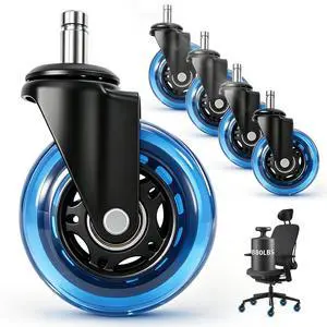 Office Chair Wheels 3 Inch, Set of 5, 880LBS Heavy Duty Casters, Blue Office Chair Wheels 3 Inch, Set of 5, 880LBS Heavy Duty Casters, Blue