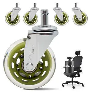 Office Chair Wheels 3 Inch, Set of 5, 880LBS Heavy Duty Casters, Green Office Chair Wheels 3 Inch, Set of 5, 880LBS Heavy Duty Casters, Green