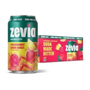 Zero Sugar Soda, Strawberry Lemon Burst, 12 oz Cans (8-Pack) Naturally Sweetened, Zero Calorie Sugar Free Soda - Non-GMO Project Verified, Gluten-Free, Vegan Zero Sugar Soda, Strawberry Lemon Burst, 12 oz Cans (8-Pack) Naturally Sweetened, Zero Calorie Sugar Free Soda - Non-GMO Project Verified, Gluten-Free, Vegan