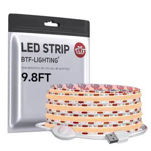 FCOB COB LED Strip Lights 5V USB Powered Warm White 2700K 9.8FT 960LEDs Dimmable 8mm Width 90+ High CRI with 3M Tape Ultra Bright Flexible Light for TV Backlight PC Home DIY Decor FCOB COB LED Strip Lights 5V USB Powered Warm White 2700K 9.8FT 960LEDs Dimmable 8mm Width 90+ High CRI with 3M Tape Ultra Bright Flexible Light for TV Backlight PC Home DIY Decor