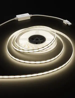 LED Strip Lights,Super Bright 5V USB COB Tape Light 6.56ft/2m 4000K Natural White with Touch Dimmer Switch,CRI90+ Flexible Dimmable TV Backlights,for Mirrors,Under Cabinet,Home DIY Projects LED Strip Lights,Super Bright 5V USB COB Tape Light 6.56ft/2m 4000K Natural White with Touch Dimmer Switch,CRI90+ Flexible Dimmable TV Backlights,for Mirrors,Under Cabinet,Home DIY Projects
