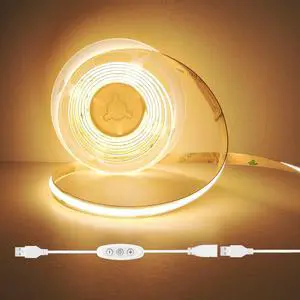 USB Light Strip Warm White 3000K with USB Dimmer, Cuttable Flexible USB Light Strip Warm White 3000K with USB Dimmer, Cuttable Flexible
