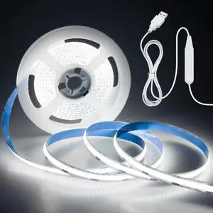 5V COB LED Strip Light USB Powered 6000K 9.84FT/3M 960LEDs Dimmable LED Flexible Light Strip with Dimmer 8mm Width Doltless LED Tape Light for TV Backlights 3D Printer Kitchen Mirror Wardrobe 5V COB LED Strip Light USB Powered 6000K 9.84FT/3M 960LEDs Dimmable LED Flexible Light Strip with Dimmer 8mm Width Doltless LED Tape Light for TV Backlights 3D Printer Kitchen Mirror Wardrobe