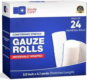 Gauze Rolls 2 inch Pack of 24 Premium Quality Lint and Latex-Free Rolled Gauze 2 inches x 4.1 Yards - Conforming Stretch Bandages Designed for Effective Wound Care & Comfort Gauze Rolls 2 inch Pack of 24 Premium Quality Lint and Latex-Free Rolled Gauze 2 inches x 4.1 Yards - Conforming Stretch Bandages Designed for Effective Wound Care & Comfort