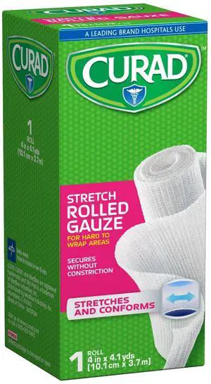 Cotton Stretch Gauze Bandage Roll, 4-Inch x 4.1-Yard Roll, Box of 1 Cotton Stretch Gauze Bandage Roll, 4-Inch x 4.1-Yard Roll, Box of 1