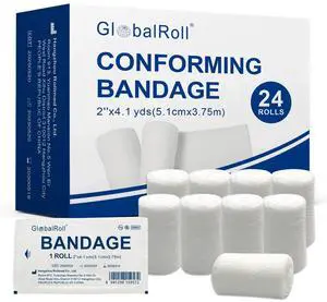 Stretch Gauze Bandage, Gauze Rolls 2'' x 4.1 Yards - 24 Rolls Individually Wrapped Conforming Stretch Bandage, First Aid Wound Care Rolls for Primary Wound Dressing Support Stretch Gauze Bandage, Gauze Rolls 2'' x 4.1 Yards - 24 Rolls Individually Wrapped Conforming Stretch Bandage, First Aid Wound Care Rolls for Primary Wound Dressing Support