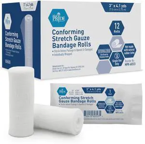 Sterile Stretch Gauze Bandage,Latex-Free,3 in x 4.1 yd,12-Pack Sterile Stretch Gauze Bandage,Latex-Free,3 in x 4.1 yd,12-Pack