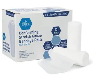 Conforming Gauze Rolls First Aid Rolled Stretch Bandages for Wounds & Injuries Disposable Nonsterile Body Wrap Dressing for The Knee, Ankle, Hands, Wrist, White (3''x 4.1 yd) Conforming Gauze Rolls First Aid Rolled Stretch Bandages for Wounds & Injuries Disposable Nonsterile Body Wrap Dressing for The Knee, Ankle, Hands, Wrist, White (3''x 4.1 yd)