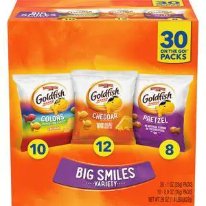 Crackers Big Smiles Variety Pack with Cheddar, Colors, and Pretzels, Snack Packs, 30 Ct Crackers Big Smiles Variety Pack with Cheddar, Colors, and Pretzels, Snack Packs, 30 Ct