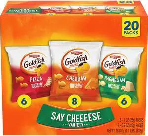 Crackers Say Cheeeese Variety Pack with Cheddar, Pizza and Parmesan, Snack Packs, 20 Ct (18.8 Ounces) Crackers Say Cheeeese Variety Pack with Cheddar, Pizza and Parmesan, Snack Packs, 20 Ct (18.8 Ounces)