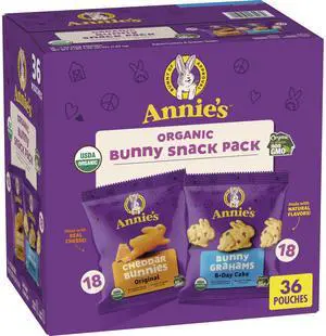 Organic Snack Variety Pack, Cheddar Bunnies & Grahams, 36 ct Organic Snack Variety Pack, Cheddar Bunnies & Grahams, 36 ct