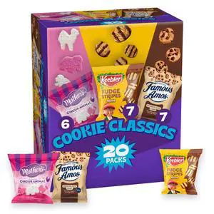 Assorted Cookie Classics Variety Pack - Mothers Circus, Keebler Fudge Stripes & Famous Amos, 20 Pouch Box, 20 oz Assorted Cookie Classics Variety Pack - Mothers Circus, Keebler Fudge Stripes & Famous Amos, 20 Pouch Box, 20 oz