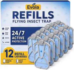 12 Pack Flying Insect Trap Refills - Compatible with Zevo Flying Insect Trap M364, M364A & MAX Bases - Fruit Fly, Gnat, Bug & Mosquito Catcher Replacement Cartridges 12 Pack Flying Insect Trap Refills - Compatible with Zevo Flying Insect Trap M364, M364A & MAX Bases - Fruit Fly, Gnat, Bug & Mosquito Catcher Replacement Cartridges