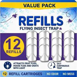 12 Pack Refill Cartridge Kit Compatible with Plug-in Light M364 and Max, Flying Insect Trap Refills Replacements for House & Fruit Flies, Easy to Use 12 Pack Refill Cartridge Kit Compatible with Plug-in Light M364 and Max, Flying Insect Trap Refills Replacements for House & Fruit Flies, Easy to Use