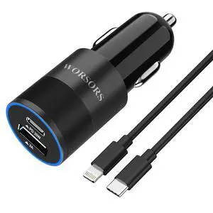 MFi 35W USB C Fast Car Charger with 3Ft Type C to Lightning CableBlack MFi 35W USB C Fast Car Charger with 3Ft Type C to Lightning CableBlack