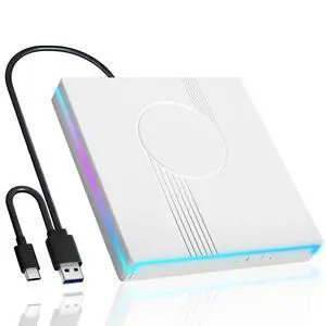 External CD/DVD Drive for Laptop, RGB & USB 3.0 Type-C CD DVD Burner External CD/DVD Drive for Laptop, RGB & USB 3.0 Type-C CD DVD Burner