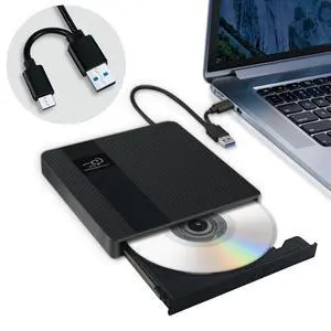 External CD/DVD Drive USB 3.0 & Type-C Slim Portable DVD Player+/-RW Disk Drive CD Burner Writer Reader CD ROM, for Laptop Desktop PC MacBook Mac Windows 11/10/8/7 Linux OS Apple External CD/DVD Drive USB 3.0 & Type-C Slim Portable DVD Player+/-RW Disk Drive CD Burner Writer Reader CD ROM, for Laptop Desktop PC MacBook Mac Windows 11/10/8/7 Linux OS Apple
