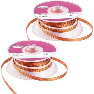 2 Pack 19.6Ft Solder Wick, No-Clean Solder Braided Wick Desoldering Wick For Solder Removal Tool, 0.1 Inch Width 3m Length for Each 2 Pack 19.6Ft Solder Wick, No-Clean Solder Braided Wick Desoldering Wick For Solder Removal Tool, 0.1 Inch Width 3m Length for Each
