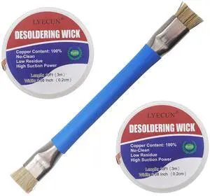 Solder Wick Braid, 20Ft Length Desoldering Wicks and PCB Cleaning Brush Solder Wick Braid, 20Ft Length Desoldering Wicks and PCB Cleaning Brush