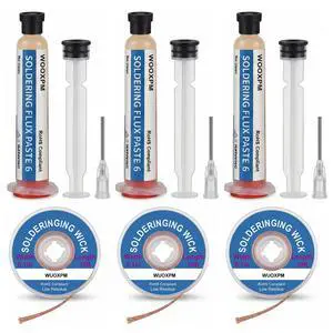 3 Pack Soldering Flux Paste and Solder Wick Kit, Lead Free No Clean Flux for Electronic Soldering, Soldering Remover Tool, PCB Maintenance and DIY Electronic Projects 3 Pack Soldering Flux Paste and Solder Wick Kit, Lead Free No Clean Flux for Electronic Soldering, Soldering Remover Tool, PCB Maintenance and DIY Electronic Projects