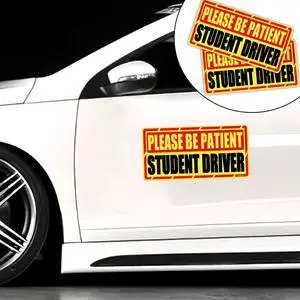 Student Driver Car Magnet, 2 Pack Super Large Please Be Patient Student Driver Signs for Car, Reflective New Driver Vehicle Bumper Magnetic Sticker, Novice Driver Safety Warning Sign, 12×6in Student Driver Car Magnet, 2 Pack Super Large Please Be Patient Student Driver Signs for Car, Reflective New Driver Vehicle Bumper Magnetic Sticker, Novice Driver Safety Warning Sign, 12×6in
