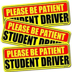 Student Driver Sticker Magnet for Car 3 Pack, Please Be Patient Student Driver Magnet, Magnetic New Drivers Vehicle Safety Sign, Yellow Large Bold Text 9 X 3.5 Inch Student Driver Sticker Magnet for Car 3 Pack, Please Be Patient Student Driver Magnet, Magnetic New Drivers Vehicle Safety Sign, Yellow Large Bold Text 9 X 3.5 Inch