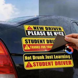 New Driver Magnet for Car 3pcs, Reflective Student Driver Magnetic Stickers Signs, Heavy-Duty Removable Bumper Sticker, Novice Driver Safety Attention Sign for Beginners, Car Accessories New Driver Magnet for Car 3pcs, Reflective Student Driver Magnetic Stickers Signs, Heavy-Duty Removable Bumper Sticker, Novice Driver Safety Attention Sign for Beginners, Car Accessories