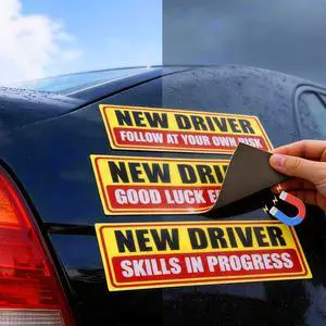 Student Driver Magnet for Car, 3pcs New Drivers Sticker Safety Warning, Reusable Reflective Strong Magnetic Bumper Signs, Removable Rookie Automotive Decals for Novices, Teenagers, Weather-Resistant Student Driver Magnet for Car, 3pcs New Drivers Sticker Safety Warning, Reusable Reflective Strong Magnetic Bumper Signs, Removable Rookie Automotive Decals for Novices, Teenagers, Weather-Resistant