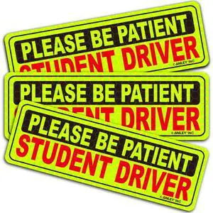 Reflective Student Driver Magnet Car Signs - Please Be Patient Student Driver - Yellow Large Bold Text Vehicle Safety Bumper Sticker Magnetic Decal for New Driver Beginner (10 inch) - Set of 3 Reflective Student Driver Magnet Car Signs - Please Be Patient Student Driver - Yellow Large Bold Text Vehicle Safety Bumper Sticker Magnetic Decal for New Driver Beginner (10 inch) - Set of 3