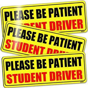 Student Driver Magnet for Car, 9"x3.5" Upgraded Please Be Patient New Driver Safety Signs, Teen Rookie Novice Driver Vehicle Bumper Magnetic Sticker for Beginner, High Reflective, Set of 3 Student Driver Magnet for Car, 9"x3.5" Upgraded Please Be Patient New Driver Safety Signs, Teen Rookie Novice Driver Vehicle Bumper Magnetic Sticker for Beginner, High Reflective, Set of 3