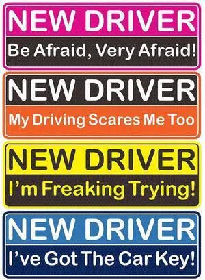 4 Pack Reflective Student Driver Car Magnet, Funny Magnetic Bumper Sticker Safety Sign Set, New Driver Stickers Supplies for Novice Drivers, Removable, Water Proof, UV Heat Resistant 4 Pack Reflective Student Driver Car Magnet, Funny Magnetic Bumper Sticker Safety Sign Set, New Driver Stickers Supplies for Novice Drivers, Removable, Water Proof, UV Heat Resistant