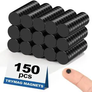 150Pcs Strong Round Rare Earth Magnets, 6x2mm Black 150Pcs Strong Round Rare Earth Magnets, 6x2mm Black