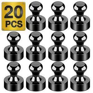 Metallic Magnets, Refrigerator Magnets, 20 Pack Black Magnetic Push Pins, Strong Fridge Magnets, Multi-use Whiteboard Magnets Perfect for Kitchen Office Classroom Metallic Magnets, Refrigerator Magnets, 20 Pack Black Magnetic Push Pins, Strong Fridge Magnets, Multi-use Whiteboard Magnets Perfect for Kitchen Office Classroom