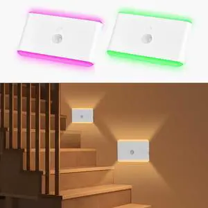 Motion Sensor Night Light Indoor,RGB Charging Cordless Stair Lights,LED Wireless Step Light 500mAh Rechargeable Battery Operated Stick On Light for Hallway,Kitchen,Closet,Cabinet,Bedroom(2pack) Motion Sensor Night Light Indoor,RGB Charging Cordless Stair Lights,LED Wireless Step Light 500mAh Rechargeable Battery Operated Stick On Light for Hallway,Kitchen,Closet,Cabinet,Bedroom(2pack)