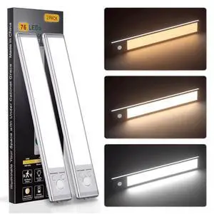 2-Pack - Under Cabinet Motion Sensor Light Indoor Lights,76 LED Operated 1500mAh USB Rechargeable Closet Lights, Magnetic Dimmable Closet LightsWireless Under Counter Lights for Kitchen, Stairs 2-Pack - Under Cabinet Motion Sensor Light Indoor Lights,76 LED Operated 1500mAh USB Rechargeable Closet Lights, Magnetic Dimmable Closet LightsWireless Under Counter Lights for Kitchen, Stairs