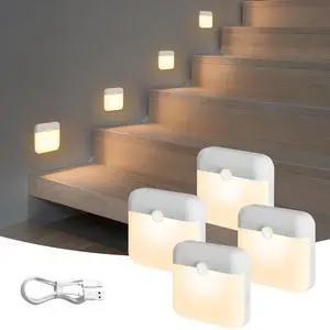 4 Pack Motion Sensor Light Indoor, Rechargeable Night Light, 60LM, 2-Modes, Stick-on Battery Operated LED Sensor Light for Stairway, Hallway, Kitchen, Closet, Bedroom 4 Pack Motion Sensor Light Indoor, Rechargeable Night Light, 60LM, 2-Modes, Stick-on Battery Operated LED Sensor Light for Stairway, Hallway, Kitchen, Closet, Bedroom
