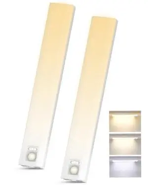 2 Pack 10 Inch Wireless Under Cabinet Lighting, 3 Color Motion Sensor Light 2 Pack 10 Inch Wireless Under Cabinet Lighting, 3 Color Motion Sensor Light