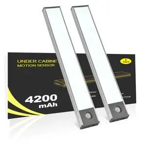 Under Cabinet Lighting, 4200mAh Motion Sensor Light Indoor, 2 Pack Under Cabinet Lighting, 4200mAh Motion Sensor Light Indoor, 2 Pack