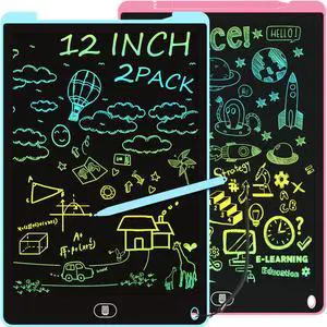 2 Pack 12 Inch LCD Writing Tablet, Colorful Doodle Board - Pink & Blue 2 Pack 12 Inch LCD Writing Tablet, Colorful Doodle Board - Pink & Blue