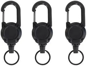 3 Pack Heavy Duty Retractable Keychain, Retractable ID Badge Clip Reel with Steel Cable and Carabiner Clip 3 Pack Heavy Duty Retractable Keychain, Retractable ID Badge Clip Reel with Steel Cable and Carabiner Clip