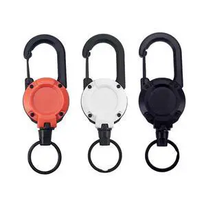 3 Pack Heavy Duty Retractable Keychain & ID Badge Holder Reel with 25.98" Steel Cord and Carabiner Clip for Work, Home and Outdoor UseWhite+Black+Orange 3 Pack Heavy Duty Retractable Keychain & ID Badge Holder Reel with 25.98" Steel Cord and Carabiner Clip for Work, Home and Outdoor UseWhite+Black+Orange