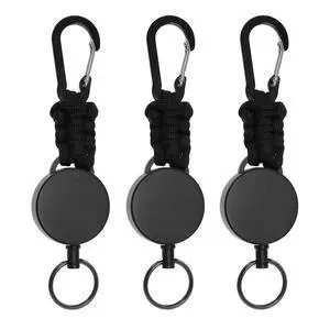 3 Pack Retractable Keychain Heavy Duty Carabiner Badge Reel 60cm Steel Cord Extendable ID Holder Key Ring with Lanyard 3 Pack Retractable Keychain Heavy Duty Carabiner Badge Reel 60cm Steel Cord Extendable ID Holder Key Ring with Lanyard