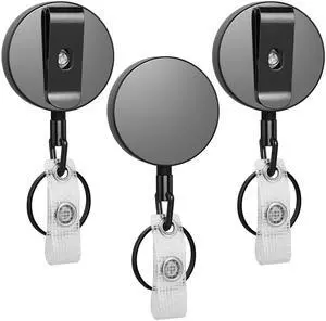3 Pcs Heavy Duty Badge Reels Retractable Badge Holder, Metal Retractable Keychain Badge Reel ID with Belt Clip Key Ring for Key Name Card Holder 3 Pcs Heavy Duty Badge Reels Retractable Badge Holder, Metal Retractable Keychain Badge Reel ID with Belt Clip Key Ring for Key Name Card Holder