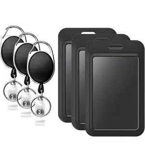 Black Badge Holders with 3 Pack Retractable Keychains Multi-Card ID Card Badge Reel for Work, Office, Lanyards (3, Pack) Black Badge Holders with 3 Pack Retractable Keychains Multi-Card ID Card Badge Reel for Work, Office, Lanyards (3, Pack)