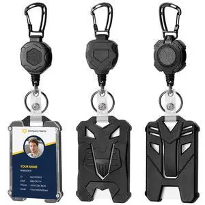 3 Pack Retractable Badge Holder Heavy Duty Carabiner Badge Reels Retractable Keychain with ID Card Holder Cool Tactical Vertical ID Holder 3 Pack Retractable Badge Holder Heavy Duty Carabiner Badge Reels Retractable Keychain with ID Card Holder Cool Tactical Vertical ID Holder