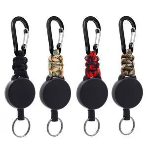 4 Pack Retractable Keychain Heavy Duty Carabiner Badge Holder, ID Badge Reel with Steel Cord Extendable Key Ring, ID Badge Clip Reel for Work or Traveling 4 Pack Retractable Keychain Heavy Duty Carabiner Badge Holder, ID Badge Reel with Steel Cord Extendable Key Ring, ID Badge Clip Reel for Work or Traveling