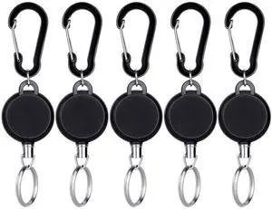 5 Pcs Retractable Keychain Retractable Badge Holder Reel Clip ID Badge Holder with Steel Wire Rope, Black 5 Pcs Retractable Keychain Retractable Badge Holder Reel Clip ID Badge Holder with Steel Wire Rope, Black