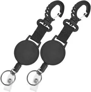 Retractable Keychain Reels - 2 Pack - Lanyard Extender with Carabiner Hook - 35.5 Inch Extendable Wire - Metal Ring for Keys - Snap Strap for Badges, ID Cards, and Name Tag Holders Retractable Keychain Reels - 2 Pack - Lanyard Extender with Carabiner Hook - 35.5 Inch Extendable Wire - Metal Ring for Keys - Snap Strap for Badges, ID Cards, and Name Tag Holders